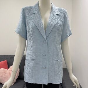 NWT HOSBJERG Billie Blazer Size XS Light Blue Short Sleeves Lightweight Summer